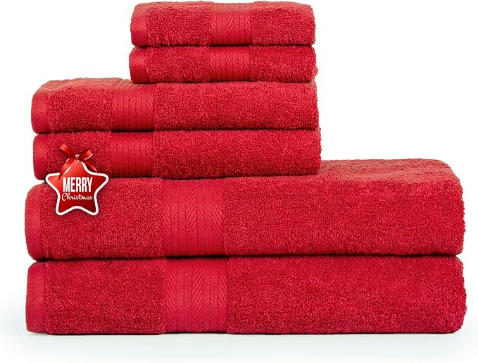 Ample Decor 100% Cotton 6 Piece Bathroom Towels Set, 2 Bath Towels, 2 Hand by AmpleDecor