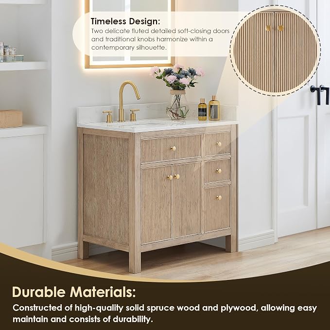 ALTAIR 36 Bathroom Vanity with Sink Mordern Freestanding Single Vanities Large - Image 3