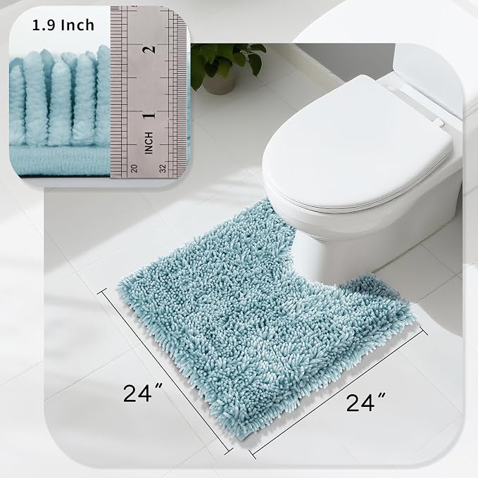 Yimobra Toilet Rugs U Shaped Washable, Extra Thick Soft Absorbent Chenille - Image 2