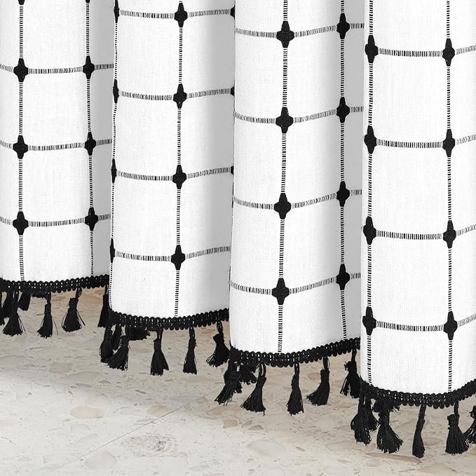 MitoVilla White Black Boho Shower Curtains - Image 5