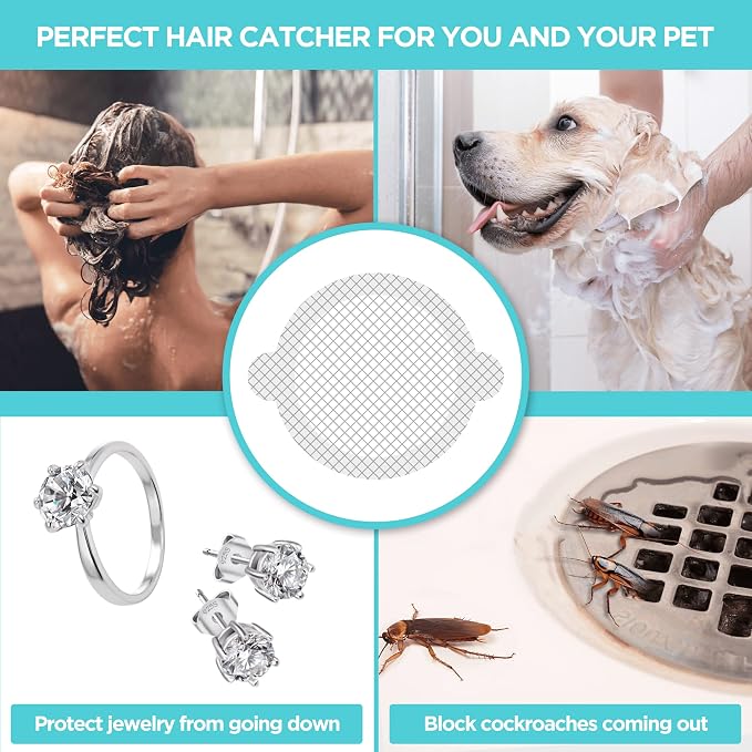 25 Pack, Disposable Shower Drain Hair Catcher Mesh Stickers - Image 3