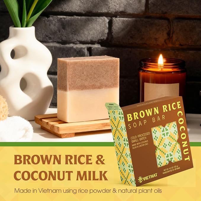 Brown Rice & Coconut Milk 2-in-1 Luxurious Natural Soap Bar | Gentle - Image 2
