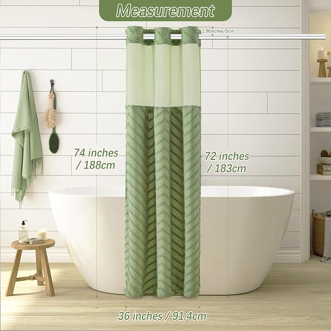 No Hooks Stall Fabric Shower Curtain - Image 6