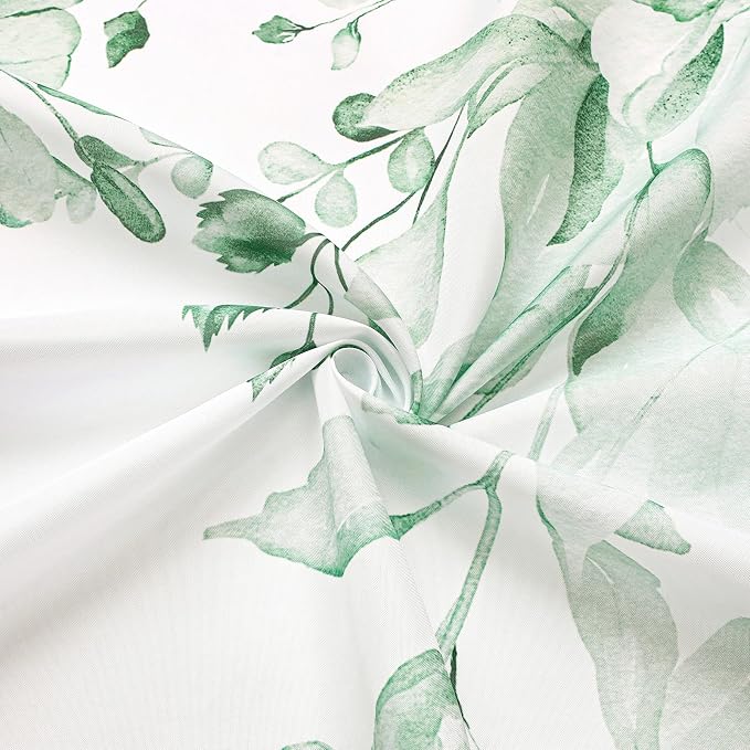 Gibelle Long Shower Curtain 72 x 78, Tall Mint Green Floral Shower Curtain - Image 4