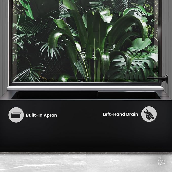 Voltaire 60 in. x 32 in. Acrylic Matte Black, Skirted Alcove, Right-Hand Drain - Image 5