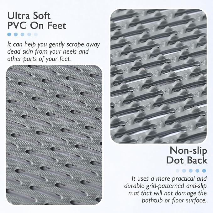 Extra Large Non-Slip Shower Mat, Fast-Dry PVC Bath Stall Tub Mat, Drain-Hole - Image 2