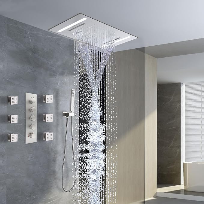 Multi Full Body Thermostatic Luxury Spa Shower System And 14x20 Inch LED 4 - Image 2