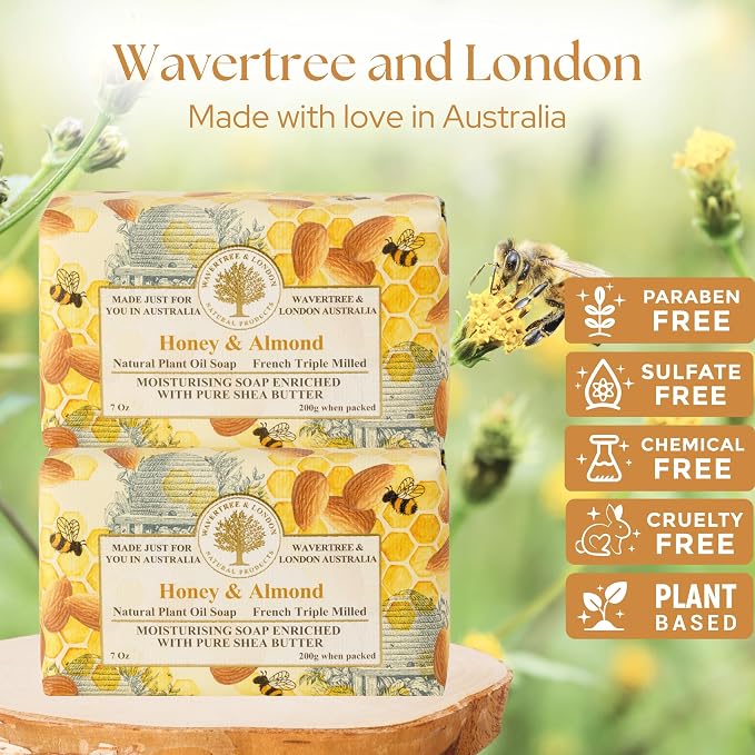 Wavertree & London Honey Almond Scented Natural Soap, 7oz Moisturizing French - Image 2