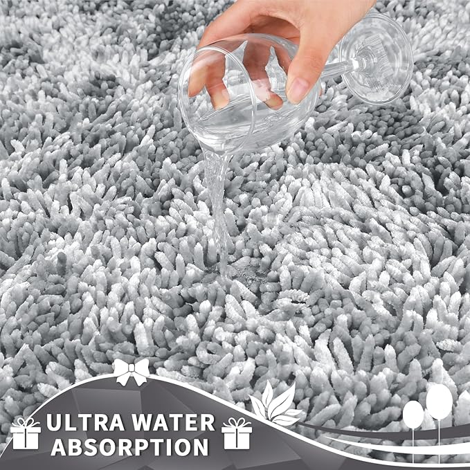 Yimobra Toilet Rugs U Shaped Washable, Extra Thick Soft Absorbent Chenille - Image 4