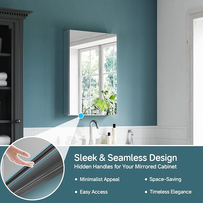 20"x30" Medicine Cabinet Mirror, Aluminum Silver Recessed Medicine Cabinet - Image 5