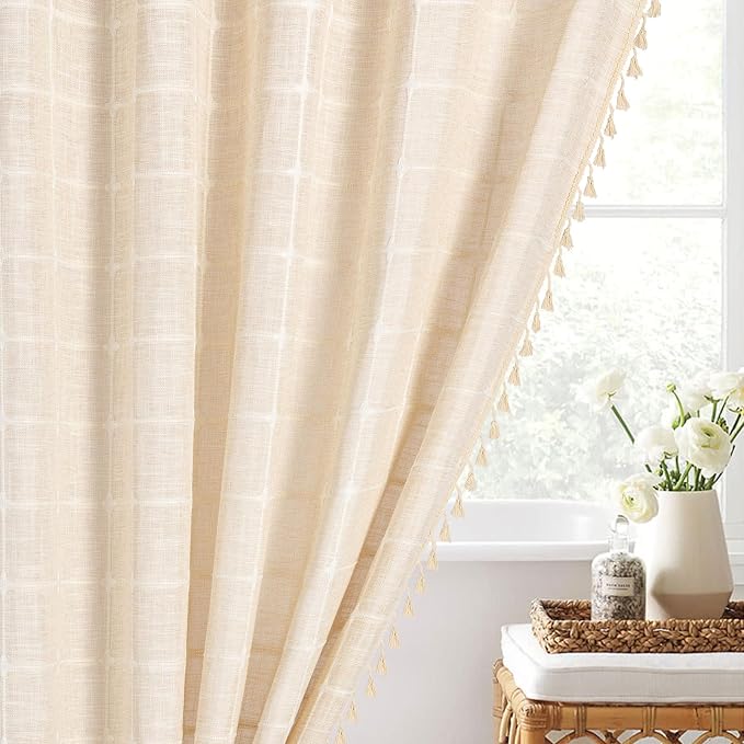 MitoVilla Beige Boho Shower Curtains - Image 7