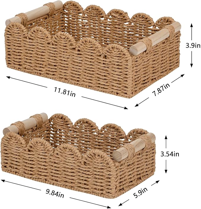 CubesLand Paper Rope Scalloped Edge Decor Baskets - Image 6