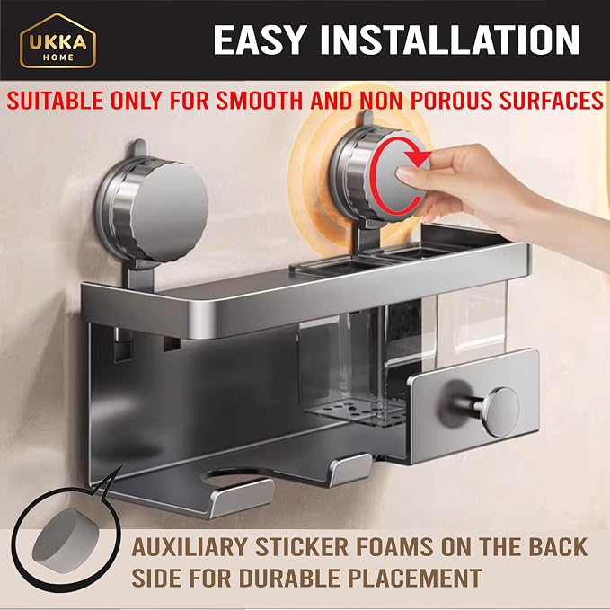 Suction Cup ALUMINUM Hair Dryer Storage Organizer - Image 6