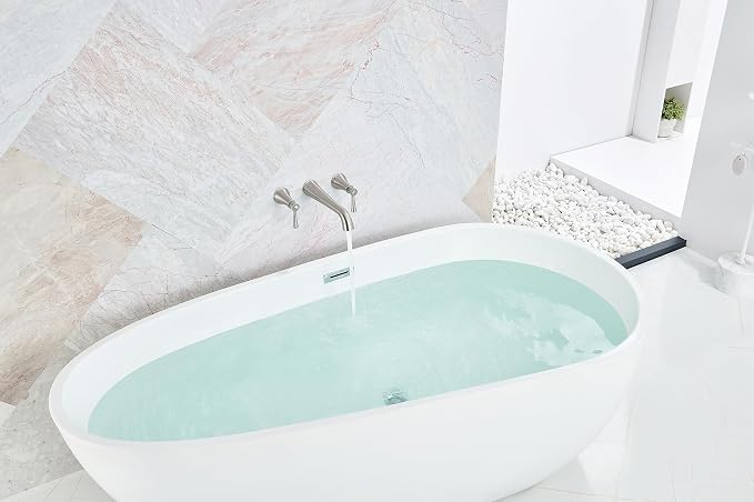 SITGES High Flow Brushed Nickel Wall Mount Bathtub Faucet - Image 4