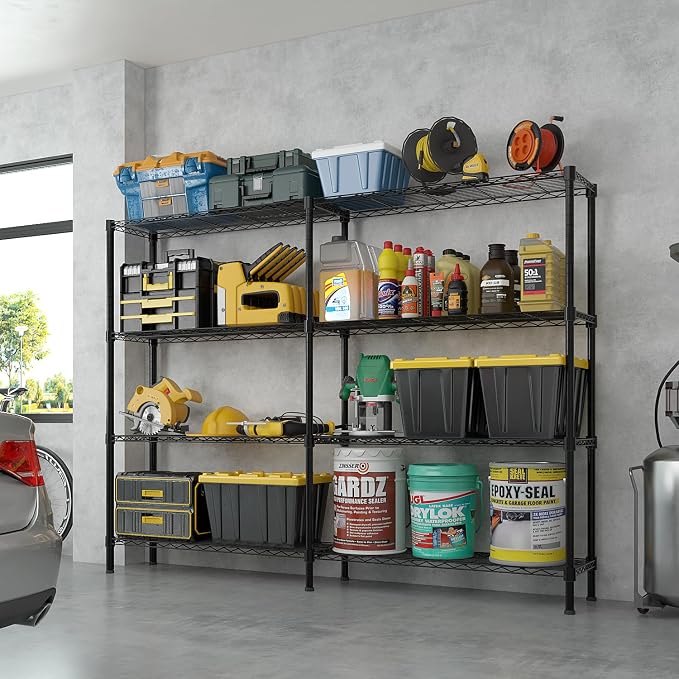 4 Tier Storage Racks Shelving, Heavy Steel Pantry Shelves, Adjustable Wire - Image 4