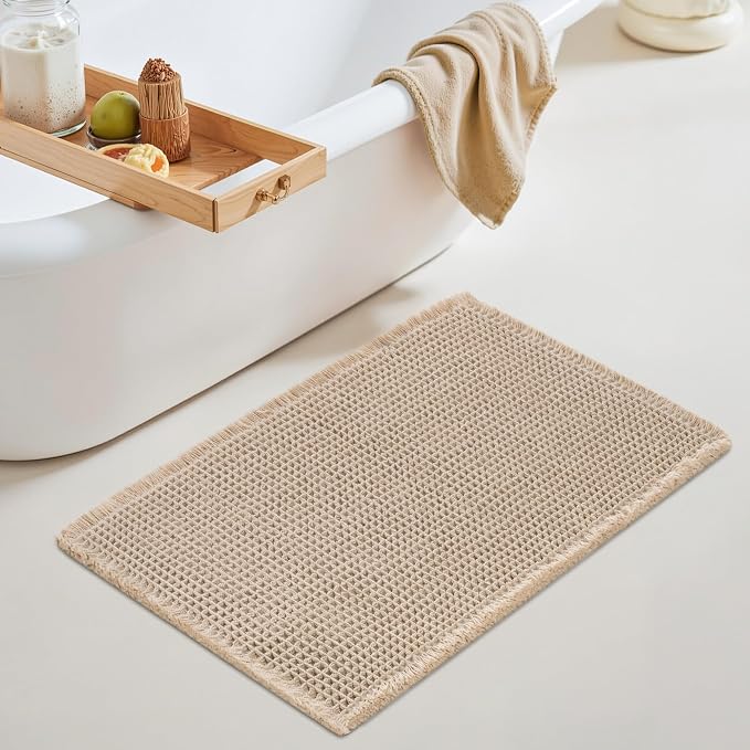GRANNY SAYS Waffle Bath Mat 24" x 36", Boho Bathroom Rugs Non Slip Washable by GRANNYSAYS