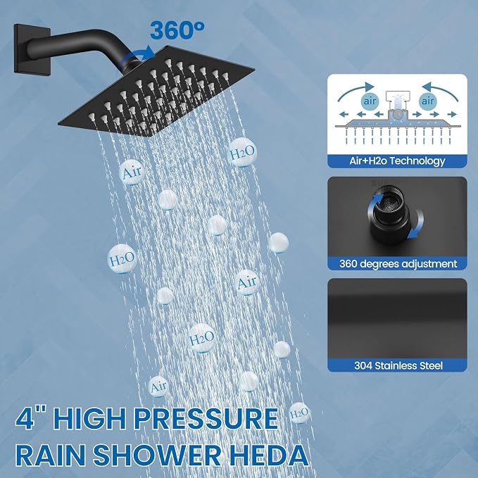 Airuida Shower Faucet Set Bathroom Rain Shower System SUS304 Stainless Steel - Image 7