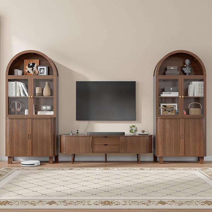 Alohappy Arched Kitchen Pantry, Modern Wood Kitchens Storage Cabinets - Image 5
