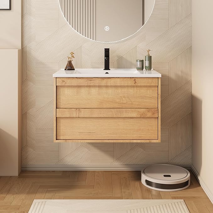 eclife 30" Floating Bathroom Vanity Sink Combo, Wall Mounted Modern Minimalist by eclife