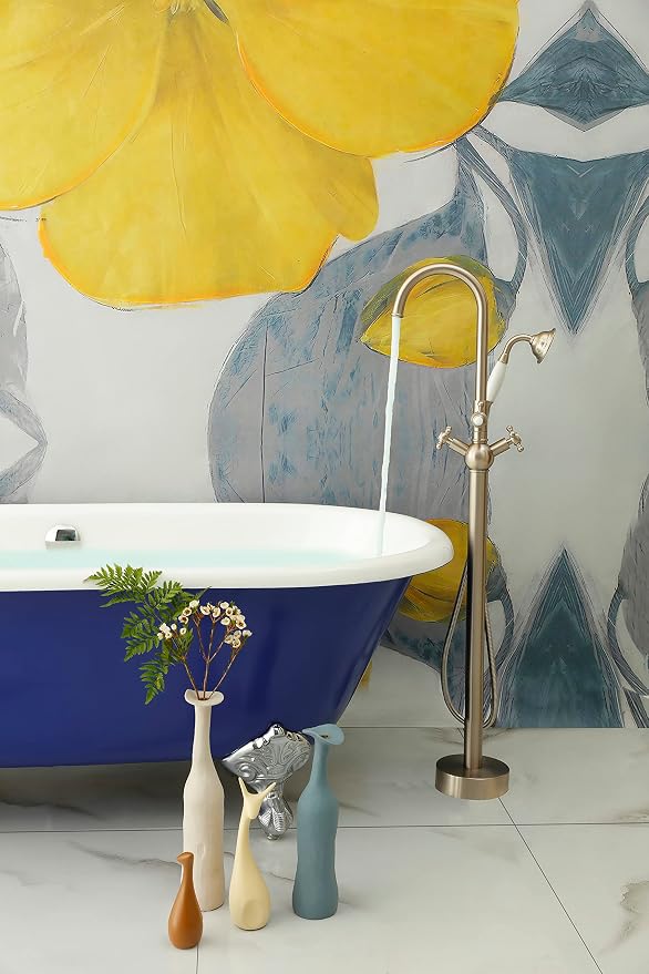 SITGES Solid Brass Freestanding Bathtub Faucet, Bathroom Floor Mount Tub Filler - Image 5