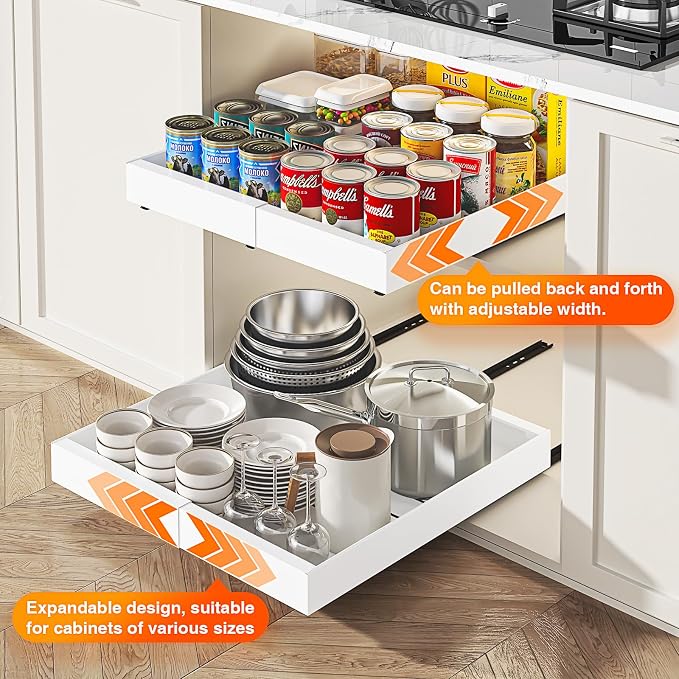 LEGUANG 2 Pack Expandable Pull-Out Cabinet Organizers - Image 3