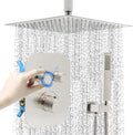 Thermostatic Shower System 16 Inch Ceiling Mount Brushed Nickel Shower Luxury by Backnets