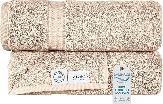 SALBAKOS 100% Turkish Cotton Extra Large Bath Sheet Set of 2 35x70 inch | by SALBAKOS