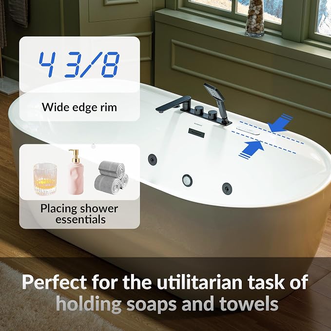 WOODBRIDGE 72" x 35-3/8" Whirlpool and Air Bath Heated Soaking Combination Tub - Image 12