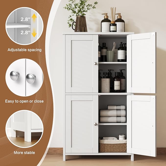 Nuturelly Bathroom Floor Storage Cabinet, Bathroom Organizers and Storage - Image 3