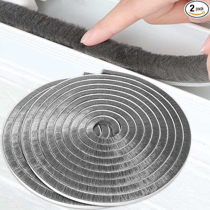 2Pack MILEQEE Door Brush Seal, 66Feet Total, Felt Pile Weather Stripping by MILEQEE