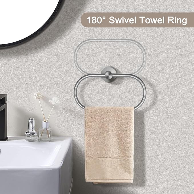 7 PCS Bathroom Hardware Set, Brushed Nickel Stainless Steel Bathroom Tower Rack - Image 5