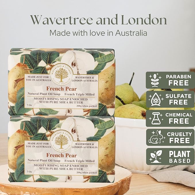 Wavertree & London French Pear Scented Natural Soap, 7oz Moisturizing French - Image 2