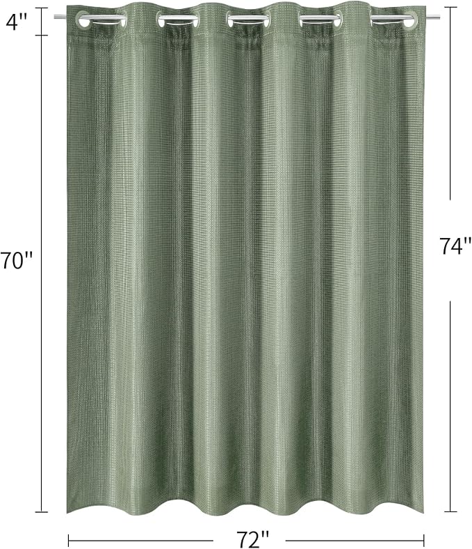 MitoVilla No Hooks Required Sage Green Waffle Shower Curtain Liner Set - Image 7
