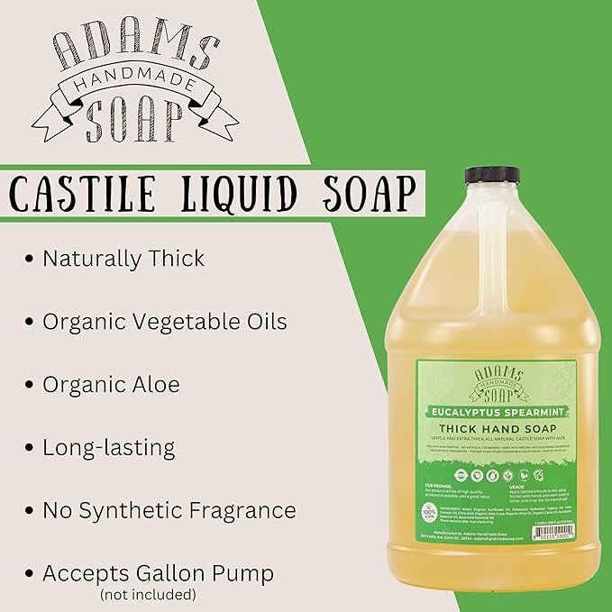 Adams Handmade Soap Liquid Organic Castile Thick Hand Soap 1 Gallon - Image 3