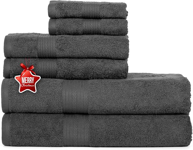 Ample Decor 100% Cotton Bathroom Towel Set of 6-2 Bath Towels, 2 Hand Towels by AmpleDecor