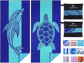 2 Pack Microfiber Lightweight Beach Towel 71"x32" Oversized Extra Large Thin by Qinqinamu