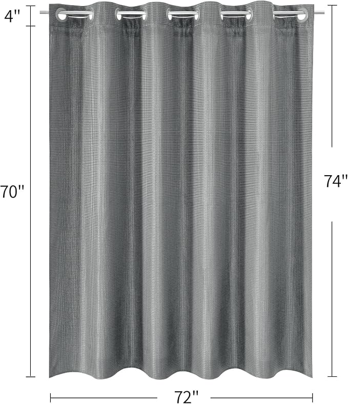 MitoVilla Black Waffle Long Shower Curtain Liner Set 72 x 80, No Hooks Required - Image 7