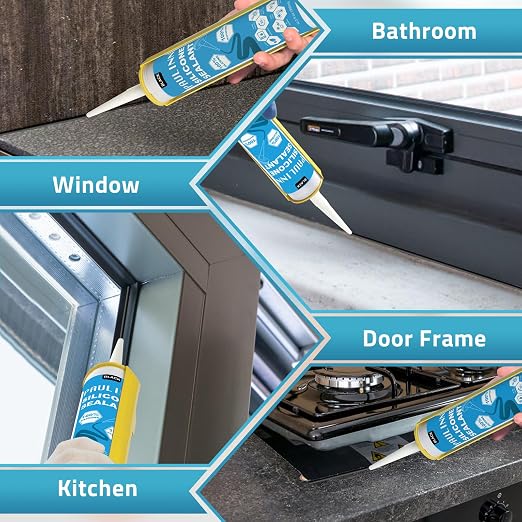 PAULINN 12 Packs Black Silicone Sealant 100% Waterproof Silicone Caulk - Image 6