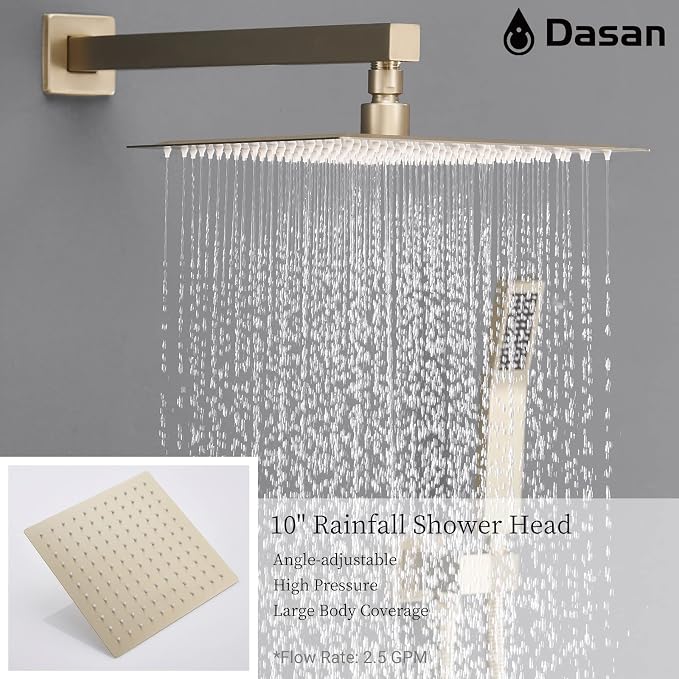 DASAN Tub Shower Faucets Sets Complete Brushed Gold Bathtub Shower System - Image 3