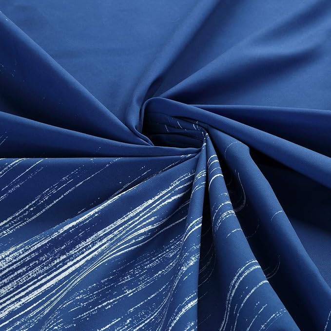 Extra Long Fabric Shower Curtain, Royal Blue Microfiber Cloth Shower Curtains - Image 2