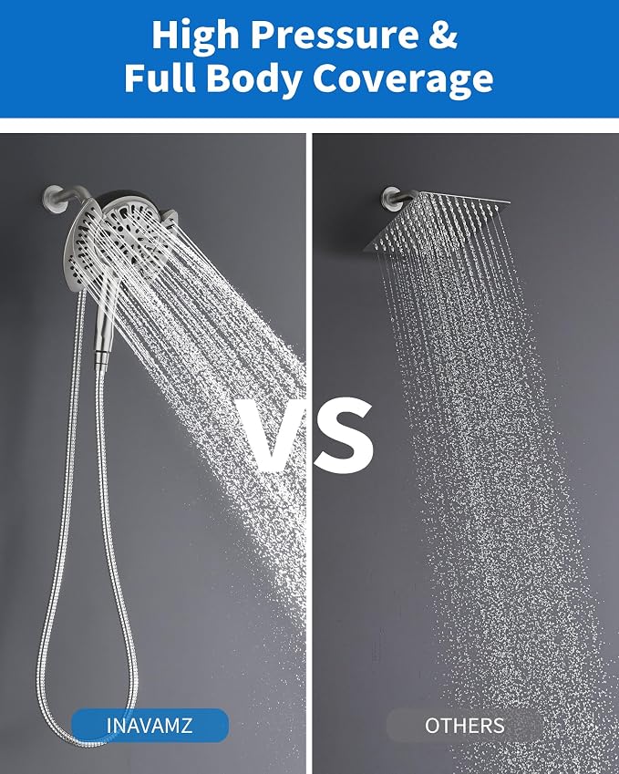 2-in-1 Shower Head with Handheld Combo: 2.5GPM Rainfall Shower Head & - Image 3
