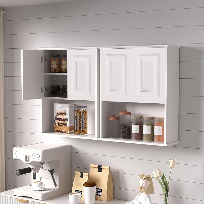White Bathroom Wall Cabinet, Over The Toilet Storage Cabinet, Bathroom and - Image 5