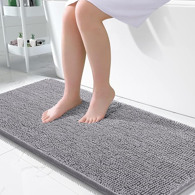 OLANLY Bathroom Rugs 50x30, Extra Soft Absorbent Chenille Bath Rugs, Rubber by OLANLY