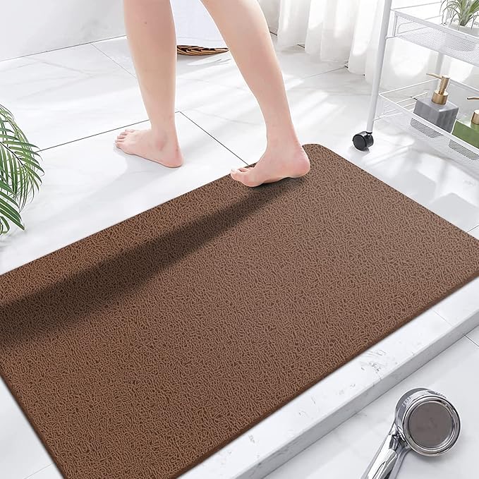 godehone Shower Mats Non Slip Without Suction Cups, PVC Loofah Bathroom Mats by godehone