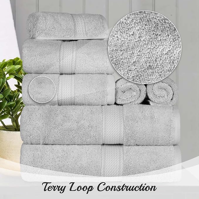 Superior Egyptian Cotton Pile 8 Piece Towel Set, Includes 2 Bath, 2 Hand - Image 5