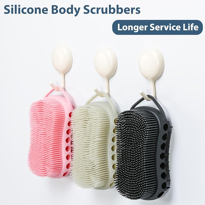 MtBoi 2PC Double-Sided Exfoliating Silicone Body Scrubber, 2-in-1 Bath Scrubber - Image 2
