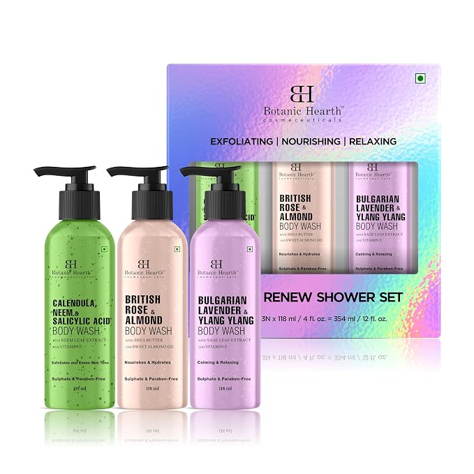 Botanic Hearth Relax & Renew Body Wash Set – British Rose, Lavender & Calendula - Image 2