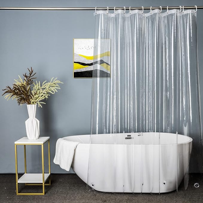UFRIDAY Clear Shower Stall Curtain Liner 54 x 72inch, EVA Waterproof Weighted by UFRIDAY