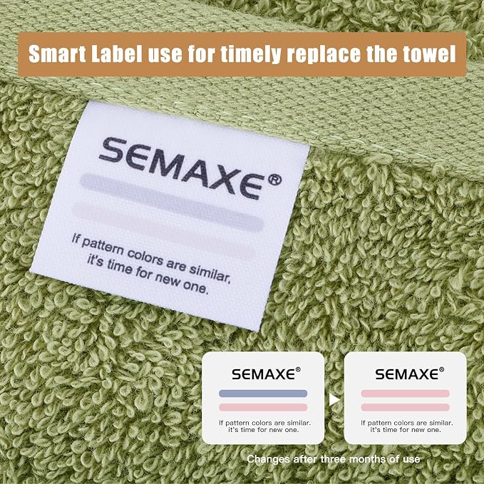 SEMAXE Sage Green Bath Towel Set, 100% Cotton Bathroom Towels - Image 3