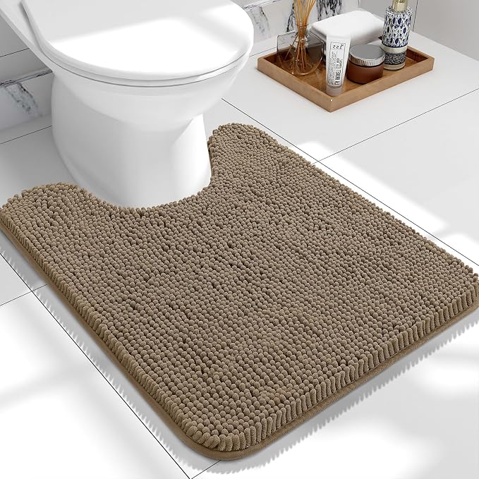 OLANLY Toilet Rugs U-Shaped 24x20, Extra Soft Absorbent Chenille Contour by OLANLY